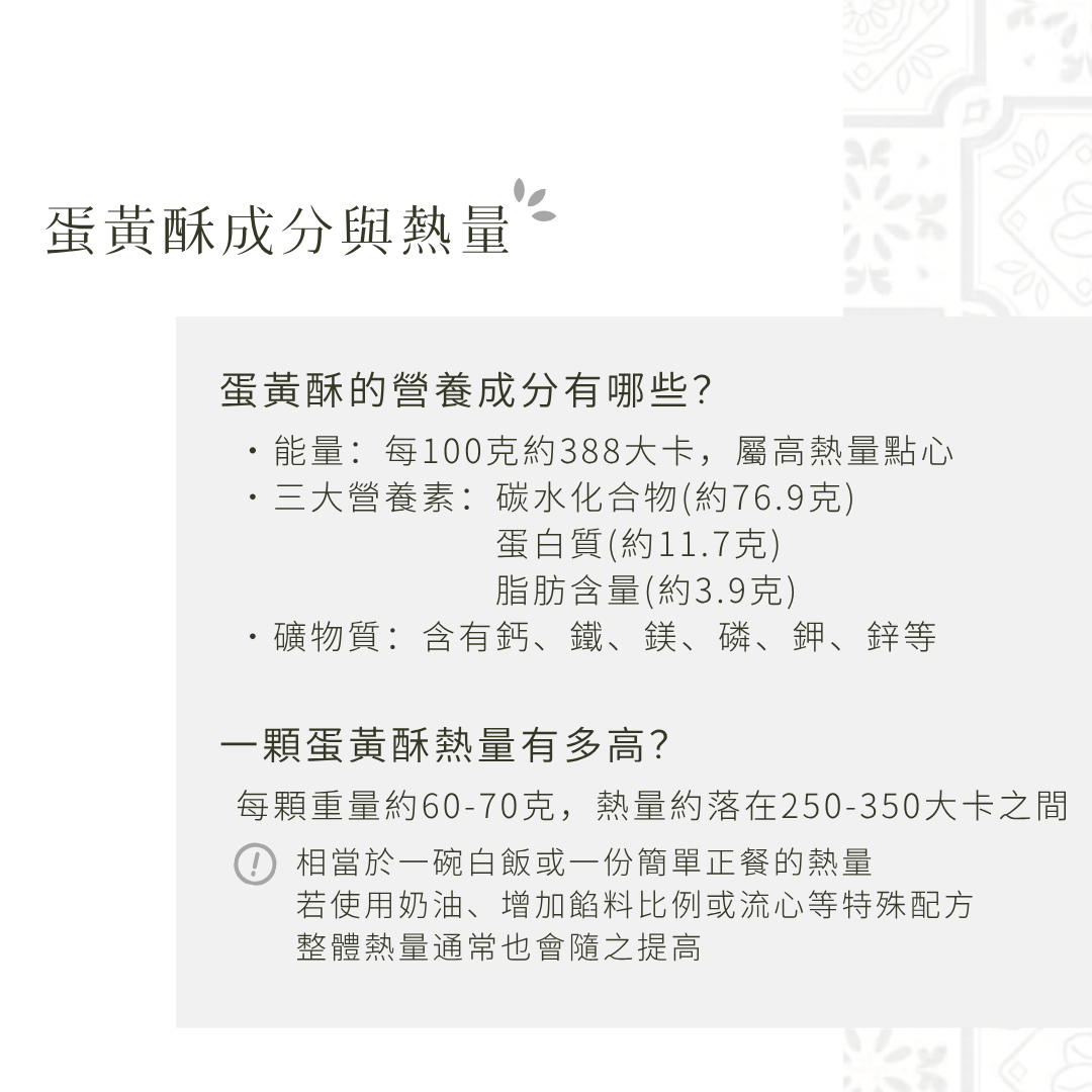 蛋黃酥成分與熱量